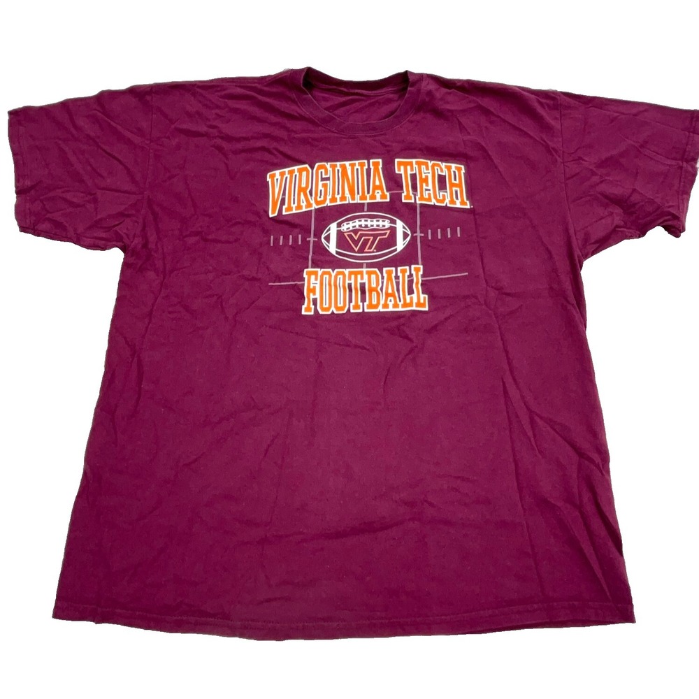 Virginia Tech Hokies Shirt Men XXL 2XL Maroon Tee Spell Out Logo Football VTG